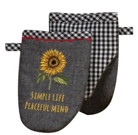 Sunflower Charm Embroidered Grabber Mitt