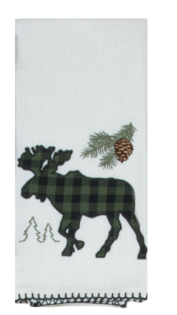 Moose Embroidered Applique Tea Towel
