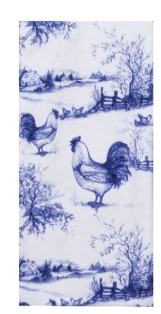 Blue Rooster Toile Dual Purpose Terry Towel