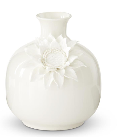 White Ceramic Handcrafted Sunflower Vase