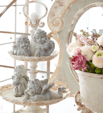 Gray Stone Cherub Statues