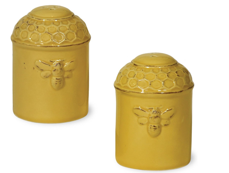 Embossed Honeycomb Ceramic Salt and Pepper Shakers