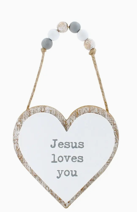 Jesus Loves 3D Heart w/ Beads