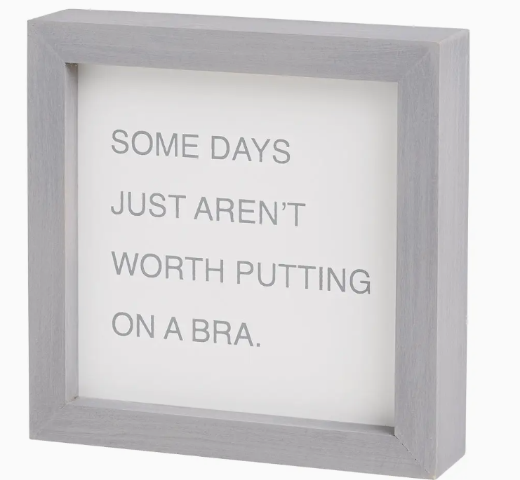 Putting On Bra Gray Letterboard