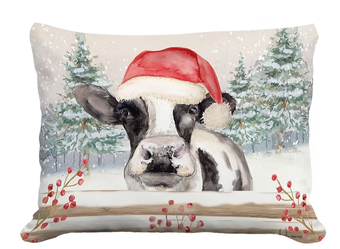Christmas Cow Pillow