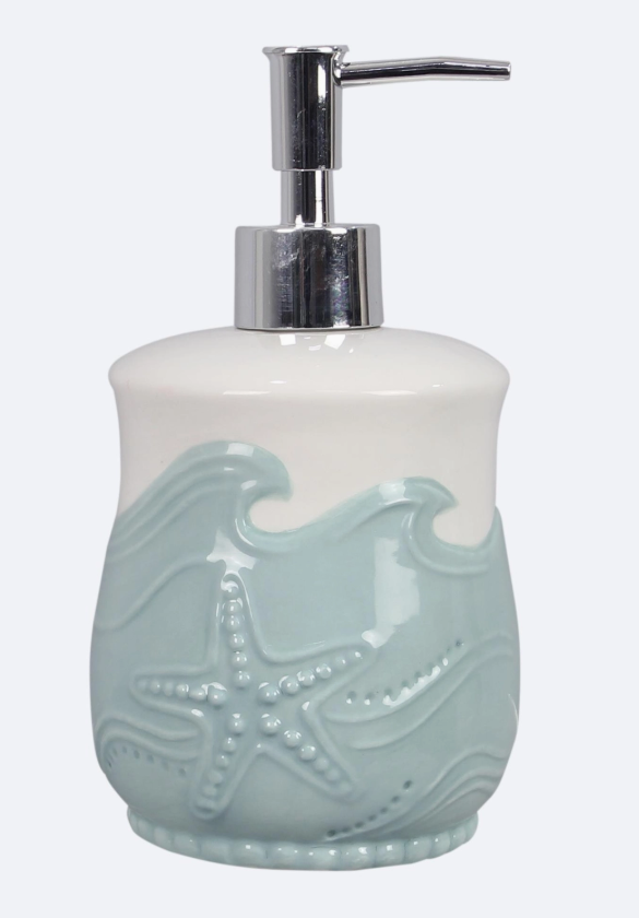 Blue Ceramic Lotion Dispenser Nautical