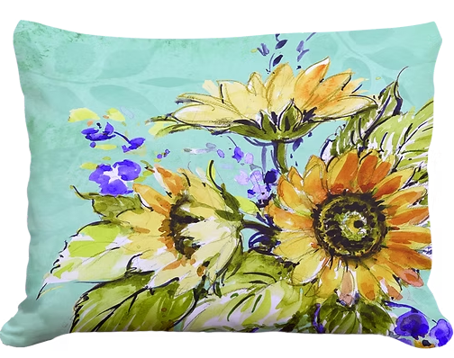 Sunflowers on Teal Pillow - Lumbar