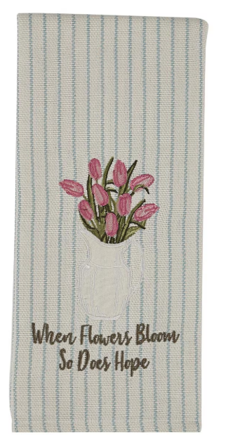 Tulip Applique Embroidery Dishtowel