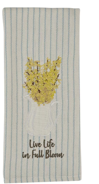 Forsythia Applique Embroidery Dishtowel