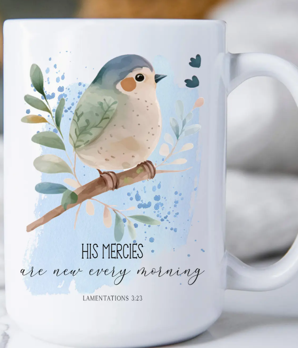 Spiritual His Mercies Are New Bird Coffee Mug