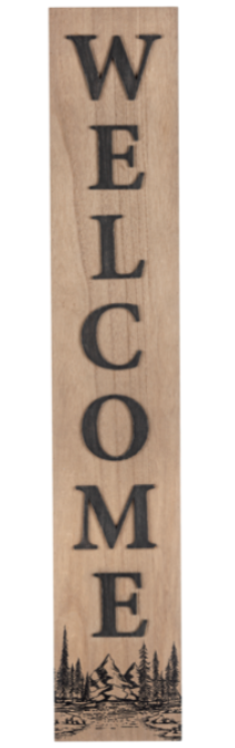 Welcome with Mountain & Forest Vertical Wall Decor