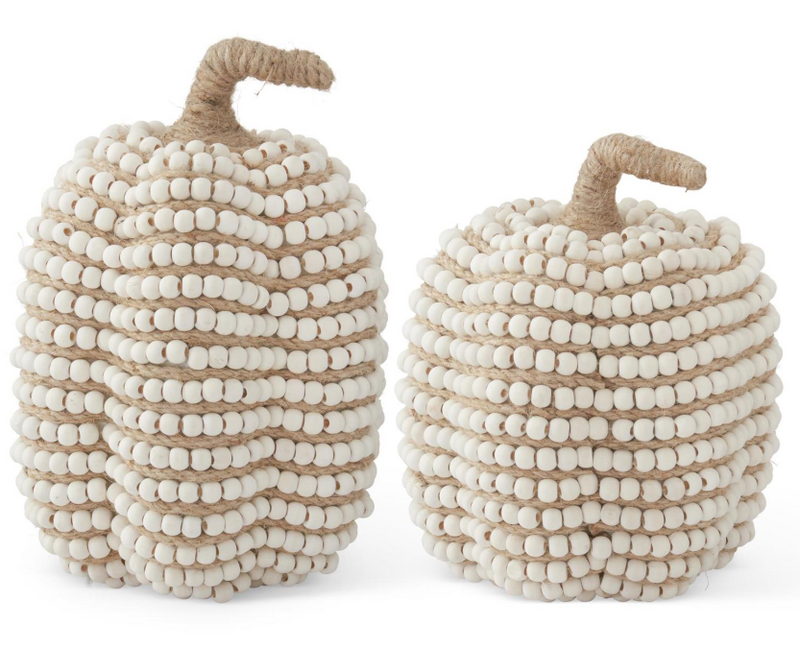 Cream Bead and Wood Pumpkins
