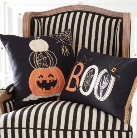 Lumber Black Halloween Boo Stitched Pillow