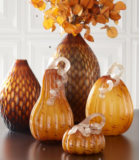 Yellow Speckled Handblown Glass Pumpkins