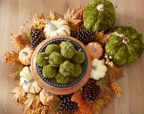 Fall Leaf & Berry Wreath with White and Orange Pumpkins - 24"