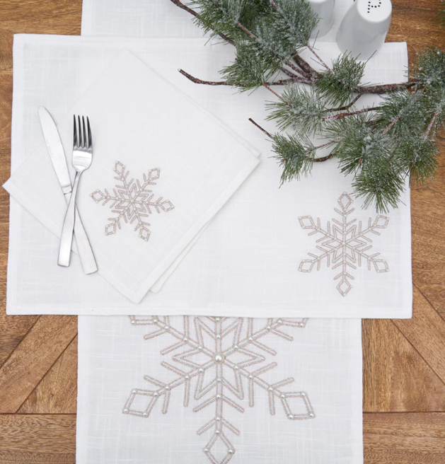 Champagne Snowflake Table Linens