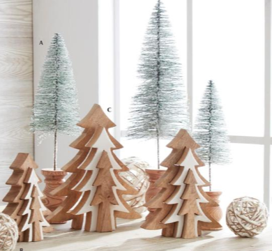 Flocked Bottle Brush Tree on Bobbin Set