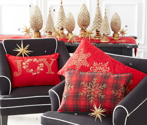 Gold Beaded Snowflake Holiday Pillow