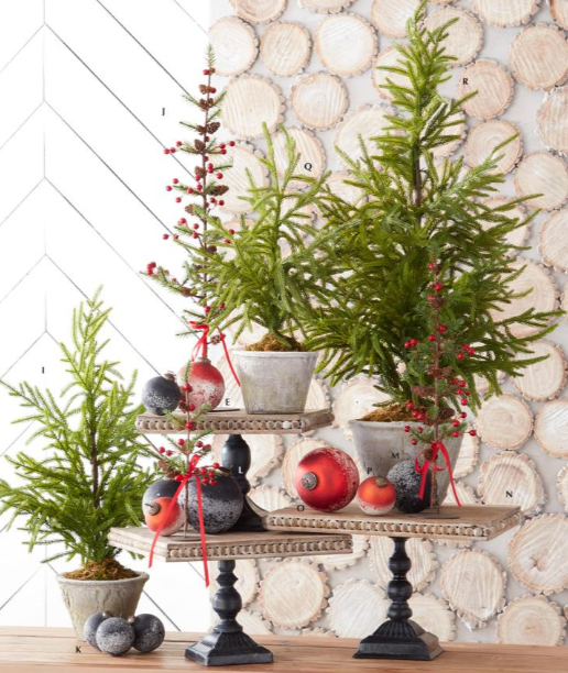 Pine Twig Trees with Red Berries and Mini Pinecones