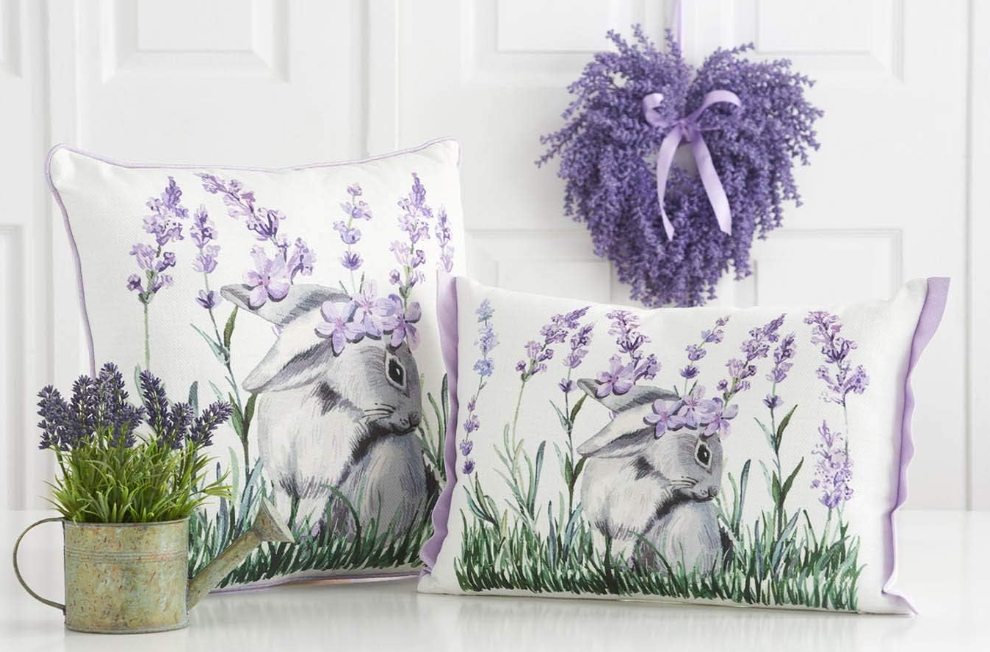 Lavender and Bunny Pillow - Square