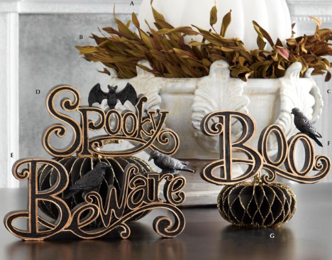 Black & Gold Boo Cutout with Glittered Crow