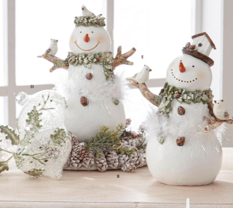 White Glittered Snowmen Figurines