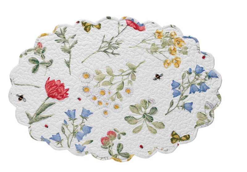 Wildflower Scalloped Round Placemat - 2 Styles