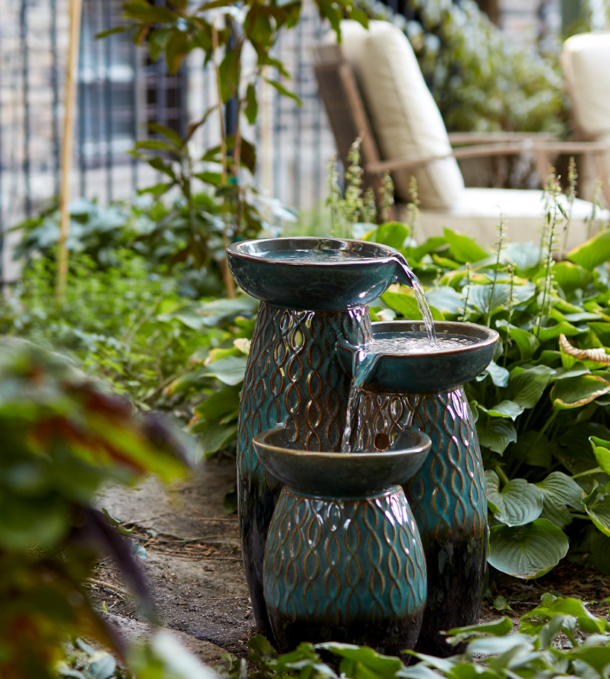 Blue and Black Water Feature