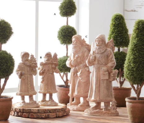 Natural Wood Tone Santa Figurines