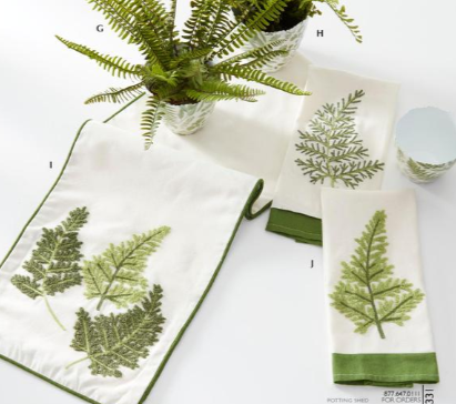 Embroidered Fern Table Runner - 72"