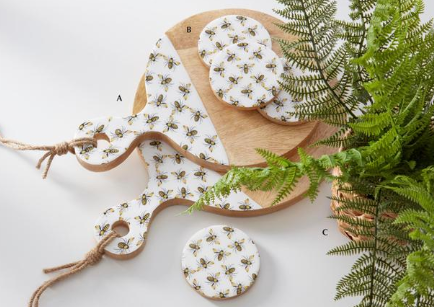 Bee Enameled Wood Coasters