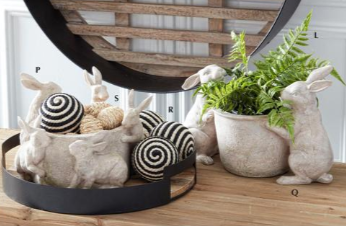 Tan Faux Stone Rabbit Pot