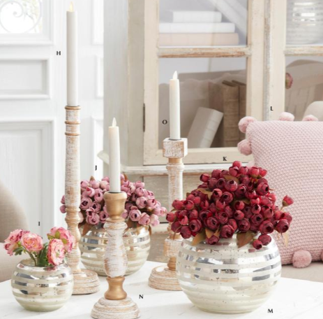 Whitewashed Gold Wood Taper Candle Holder Set