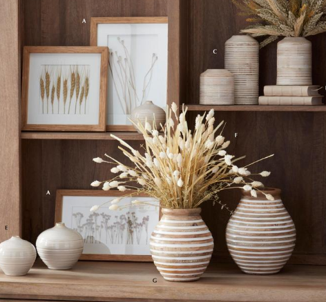 Cream Flocked Thistle & Grass Spray