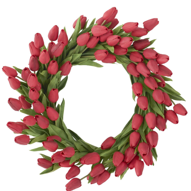 Coral & Peach Real Touch Mini Tulip Wreath - 22"