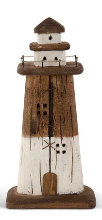 Rustic Brown & White Wood Lighthouse