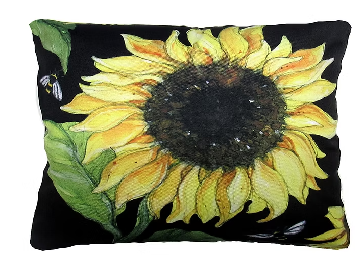 Sunflower on Black Pillow