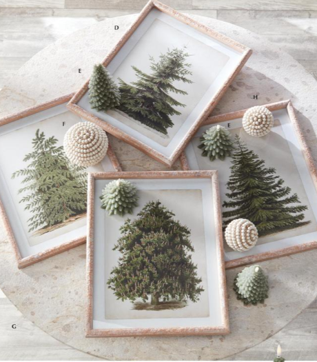 Natural Carved Wood Framed Pine Tree Art