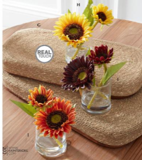Orange Real Touch Sunflower Premade in Glass Vase