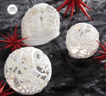 White Scrolled Snowflake Water Spinning Globes