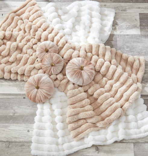 Cream Faux Fur Throw Blanket