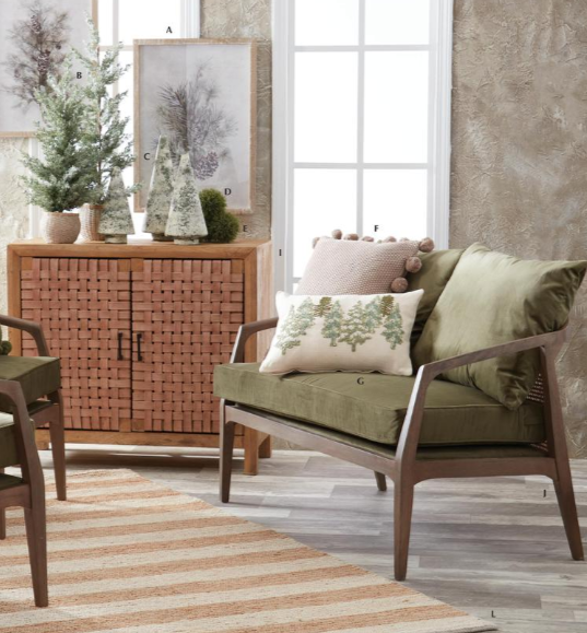 Cream Cotton Linen Lumbar Beaded Christmas Pillow