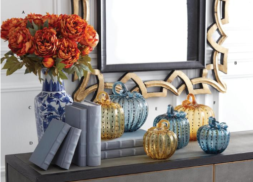 Orange Faux Dried Peony Stem