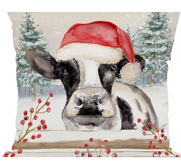 Christmas Cow Pillow