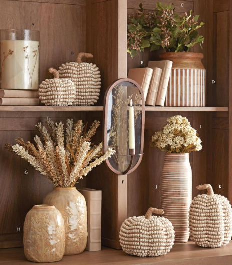 Cream Bead and Wood Pumpkins