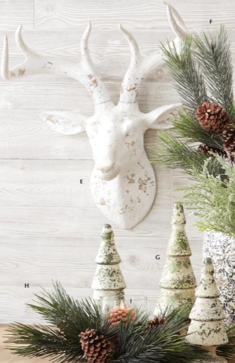 Distressed White Deer Bust Wall Decor