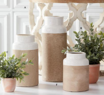 Tall Vase With Light Cream Glaze on Top - 3 Sizes