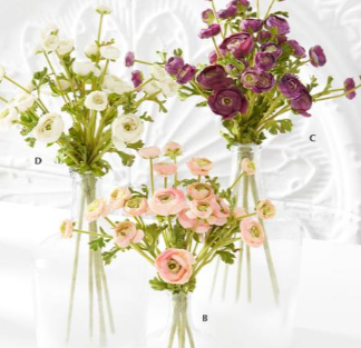 Dark Purple Real Touch 5 Head Ranunculus Stem