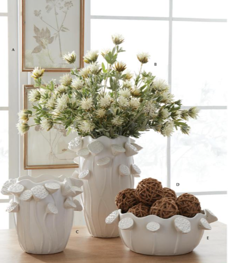 White Stoneware Lotus Vases