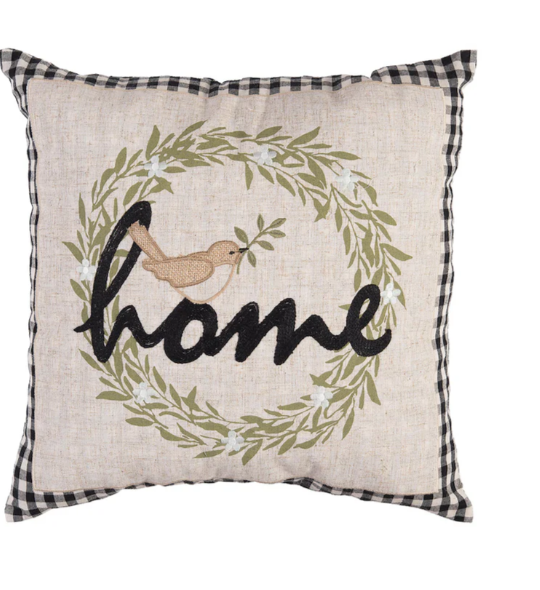 Wreathed Birds Home Oblong Pillow